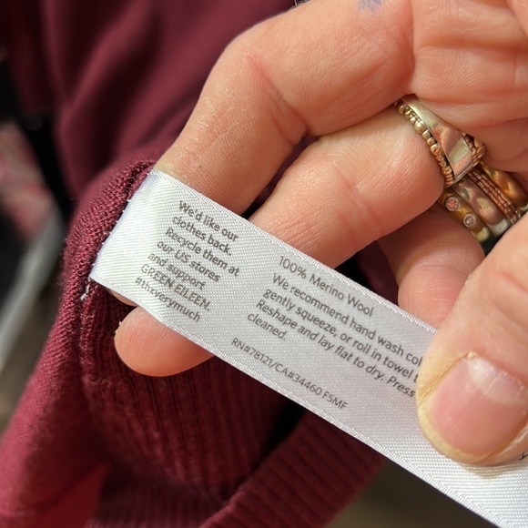 Eileen Fisher Burgundy Knit Merino Wool Sweater Dress Size Small - Picture 10 of 10